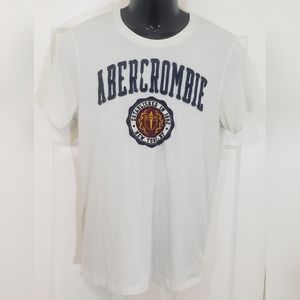 Abercrombie & Fitch Shirt Mens Medium White Blue Crew Neck Short Sleeve T-Shirt